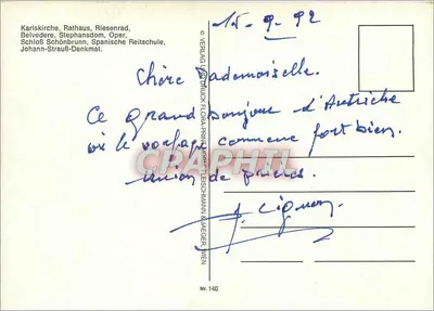 Widoki Wiednia — Gruss aus Wien — wydawca Verlag und Druck Florenzmann & Laeger, n° 140 — Rewers