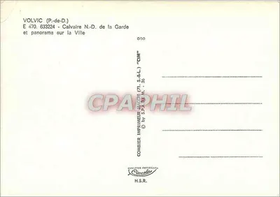 Volvic (P.-de-D.) — Calvário N.-D. de la Garde e panorama sobre a cidade — Impressor Combier — Verso