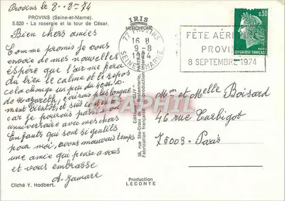Provins — A roseraia e a torre de César — Edições 'GUY' IRIS — Verso