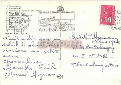 Côte d'Azur — Ogólny widok — Wydawca CG, N° 113 — Rewers