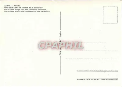 Lozère — Mende — Ponte Notre-Dame e campanário da catedral. Editado por D.T. Lozère. — Verso