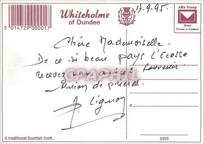 Cabana com telhado de palha — Editor Whiteholme of Dundee, n° 9293 — Verso