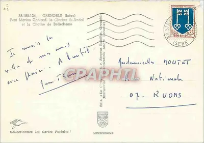 Grenoble — Pont Marius Géniard, o campanário de São André e a cadeia de Belledonne — Ed. La C. Sergent, Grenoble — Verso