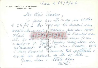 Genestelle (Ardèche) — Castelo do Cros — Edições Cellard, Rhône — Verso