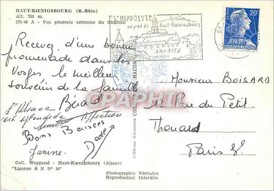 Zamek Haut-Kœnigsbourg — Widok z lotu — Wydawnictwo Véritable (Alzacja) — Rewers