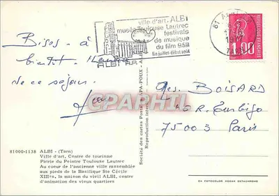 Albi — Dom z starego dzielnica — Société des cartes Postales Albi — Rewers