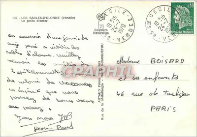 Les Sables-d'Olonne — Jaskinia piekielnego studnia — Artaud Frères, nr 135 — Rewers
