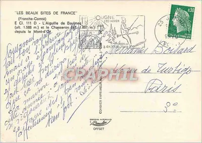A Aiguille de Baulmes e o Chasseron — (Franche-Comté) — Combier Naturelles Offset — Verso
