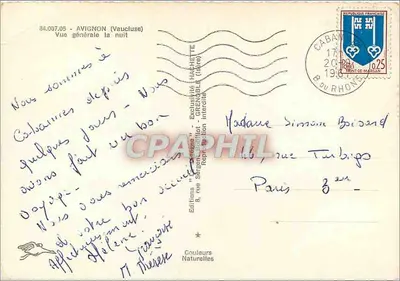 Avignon — Vista geral à noite — Edições HACHETTE — Verso
