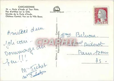 Carcassonne — Pamiątka z Carcassonne — Wydawnictwo J. Larrieu — Rewers