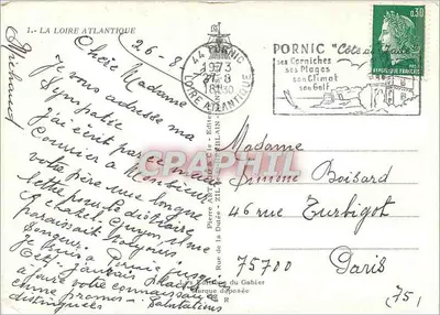 Loire-Atlantique — Panoramiczna kartka pocztowa z mapą i atrakcjami turystycznymi — Wydawnictwo Art & Cie — Rewers