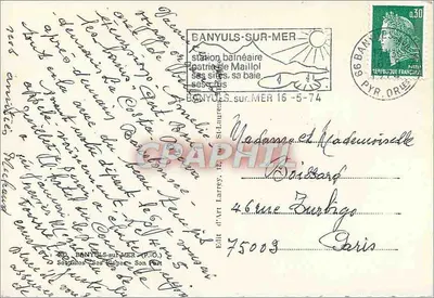 Banyuls-sur-Mer — widok panoramiczny i lokalne stroje — Édit. d'Art Larrey, nr 4 — Rewers