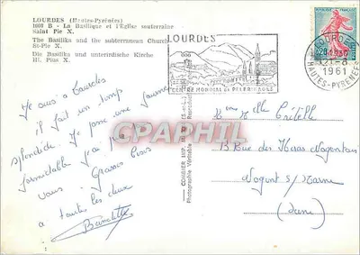 Lourdes — Autentyczny portret Bernadette Soubirous — Combiér Imp. (S.-A.-L.) — Rewers