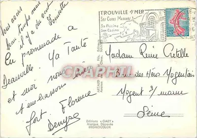 Calvados — Panoramiczna kartka pocztowa z mapą i widokami miast — Wydawnictwo Gaby — Rewers