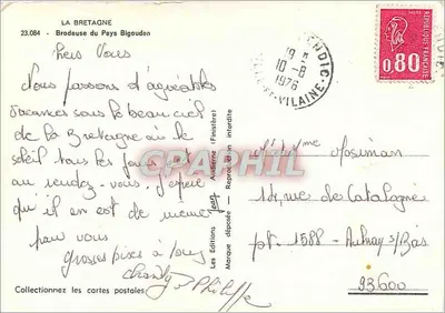 Brodeuse do País Bigouden — A Bretanha — Edições Jean — Verso