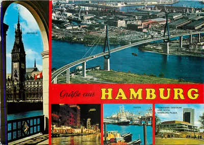 Hamburgo — vista do Rathaus e da Kohlbrandbrücke — editor não visível