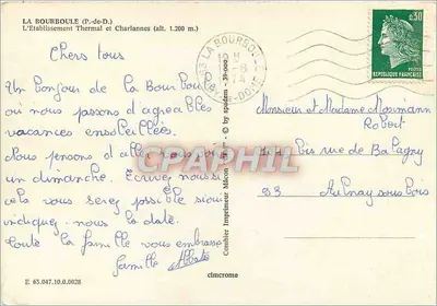 Wielkie Termale — La Bourboule (P.-de-D.) — Wydawca Combier — Rewers