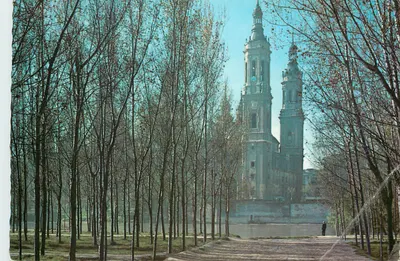 Bilhete postal moderno Zaragoza O Pilar a partir da Arboleda