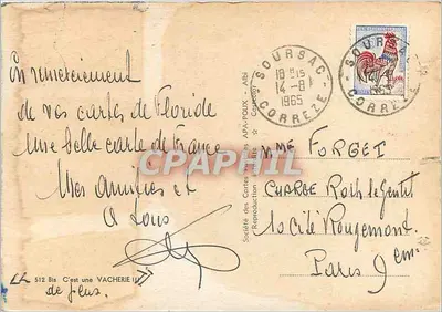 Vaca em um coração — Longe dos olhos... longe do coração — Sociedade das Cartes Postales APA-POUX — Verso