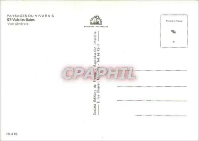 Valls-les-Bains — vista geral — Sociedade dos Paisagens do Vivaraïs — Verso