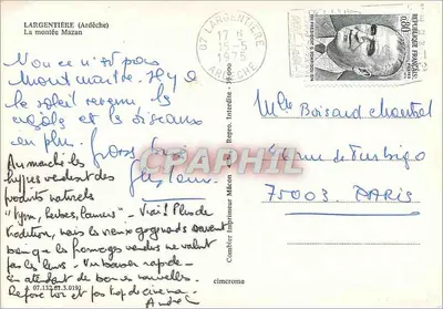 Largentière (Ardèche) — A subida de Mazan — Impressor Combier — Verso