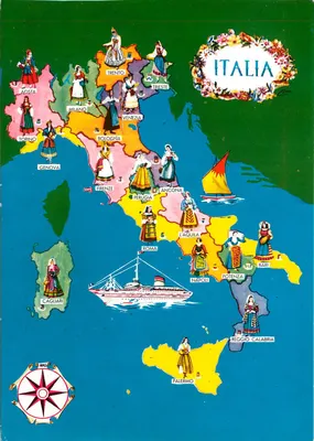 Itália — cartão postal ilustrado com trajes regionais — editor G. M. (Natali) Paris
