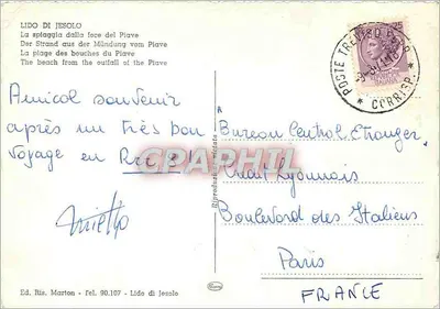 Lido di Jesolo — plaża ujścia Piave — Ed. Ris. Marton, n° 90.107 — Rewers