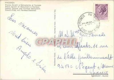 Piacenza — Piazza Cavalli e Monumento al Farnese — Reprodução Vetrata — Verso
