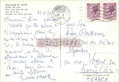 Miramare bij Rimini — uitzicht vanaf de zee — uitgever Campari, n° 46861 — Achterkant