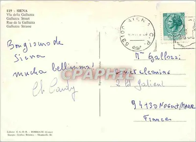 Siena - Via della Galluzzza — editor E.G.O.R. ROBBIATE (Como) n°119 — Verso