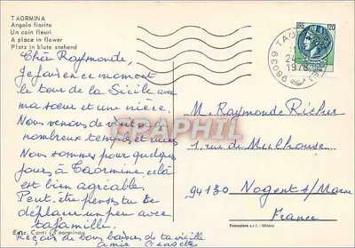 Taormina — Um canto florido — Ediz. Conti Taormina — Verso