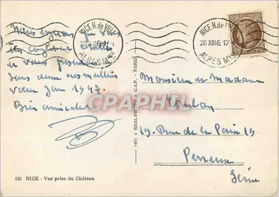 Nice — Widok z Zamku — (46) « REAL-PHOTO » C.A.P. — nr 532 — Rewers