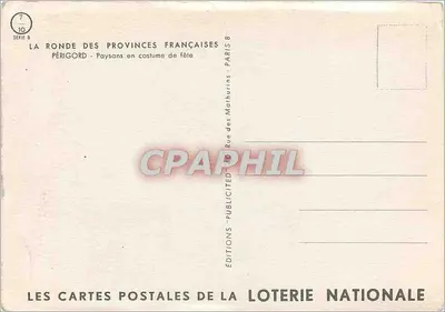Périgord — Ludowcy w strojach festiwnych — Wydawnictwo Loterii Narodowej, seria B nr 10 — Rewers