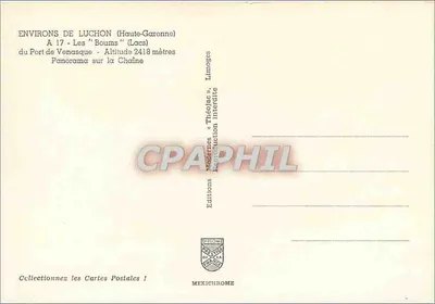 Okręgi Luchon (Haute-Garonne) — A 17 — "Boums" (Jeziora) Port de Venasque — Wysokość 2418 metrów — Wydawnictwo Théolac — Rewers