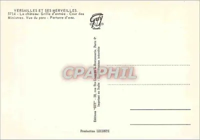 Versailles - Cidade Real — Éditeur Guy, n° 5714 — Verso