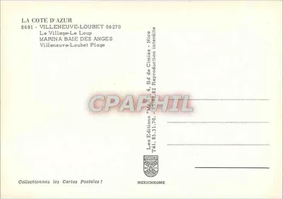 Villeneuve-Loubet — widok panoramiczny z portem, kanałem i górami — Mexichrome — Rewers