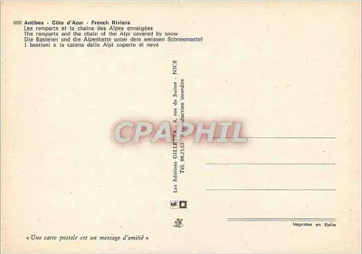 Antibes — Zamek i zasne Alpy — Wydawnictwo GILLETTA — Rewers