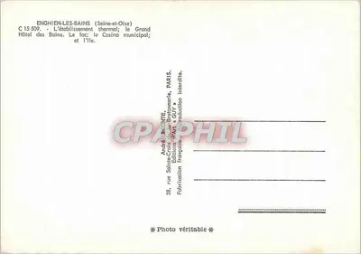 Enghien-les-Bains — Istituzione termale, Grand Hôtel des Bains, Lago, Casinò municipale — André Decante — Verso