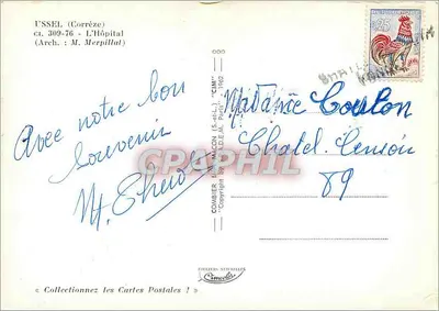 Ussel (Corrèze) — O Hospital (Arq.: M. Merpillat) — Editor: Combière (S.-et-L.) — Verso