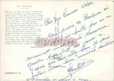 Pizza Provençale — Przepis N° 12 — LYNÁ - PARIS — Rewers