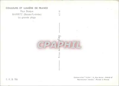 Biarritz — A grande praia — Edições de Arte YVON — Verso