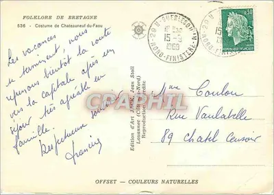 Folklore da Bretanha — Traje de Chateauneuf-du-Faou — Édition d'Art Jack — Verso