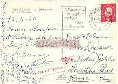 Fribourg-en-Brisgau — Wieża zegarowa i katedra — wydawnictwo Breuil — Rewers