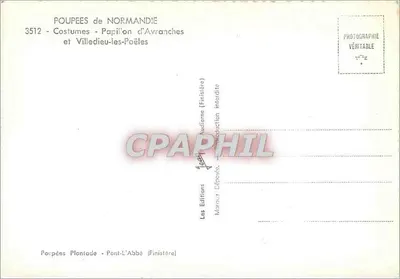 Duas bonecas em trajes normandos — Edições Villedieu-les-Poêles, n° 3512 — Verso