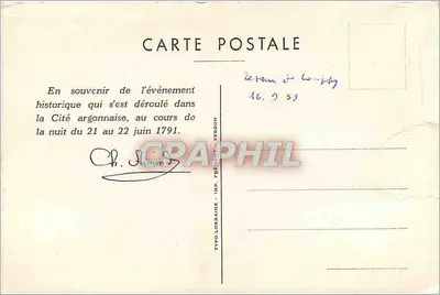 Varennes-en-Argonne — Estela erguida sobre os restos da Casa do Procurador Sauce — Verso