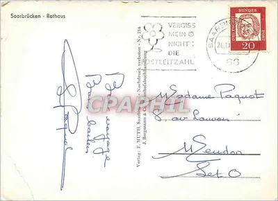 Saarbrücken - Rathaus — editor F. MUTH, n° 216 — Verso