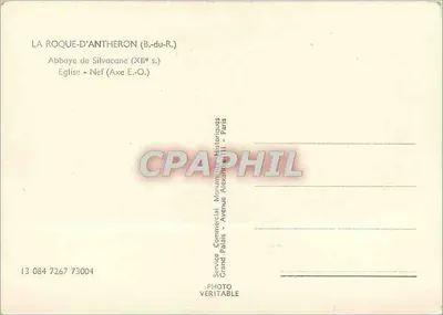 La Roque-d'Anthéron — Abpia Silvacane (XII wiek) — Nef (Oś E.-O.) — Service Commercial Monument Historiques, Grand Palais, Paryż — Rewers