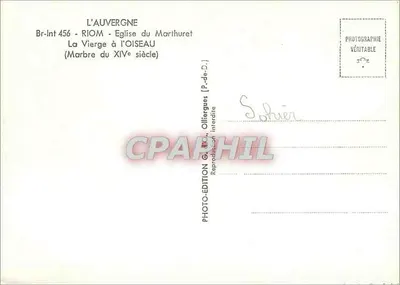 Panny z ptakiem — Kościół Marthuret — Riom — Marmur XIV wieku — G.d'O. — Rewers