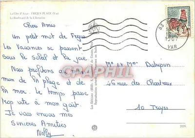 Praia e boulevard da Liberdade em Fréjus — A Costa Azul — Edições « M'Li » — Verso