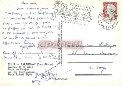 Parthenay — widok panoramiczny — Wydawnictwo Théolac — Rewers